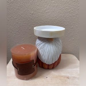 🆕Farmhouse pumpkin gnome candle holder with candle